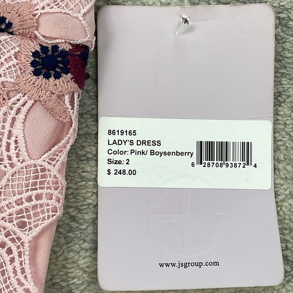 NWT JS Collections Guipure Lace Knee Length Ladys Dress Pink Boysenberry Sz 2 - Picture 11 of 14